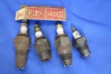 Lot of 4 Old Spark Plugs & 1 Box – Champion & AC Titan – As shown