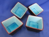 Set of  4  Un-used 2005  Target 4” Square Dipping Bowls (Turquoise inside, Brown Outside)