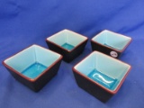 Set of  4  Un-used 2005  Target 4” Square Dipping Bowls (Turquoise inside, Brown Outside)