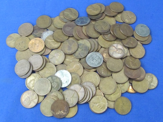 Lot of ~128 Lincoln Wheat Pennies – 1909-1958 – Nice variety w/ some from every decade