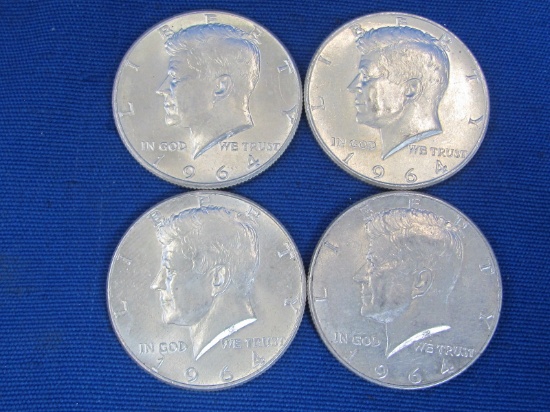 4 1964 Kennedy Half Dollars