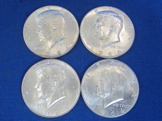 4 1964 Kennedy Half Dollars