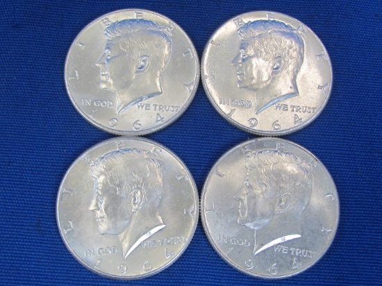 4 1964 Kennedy Half Dollars