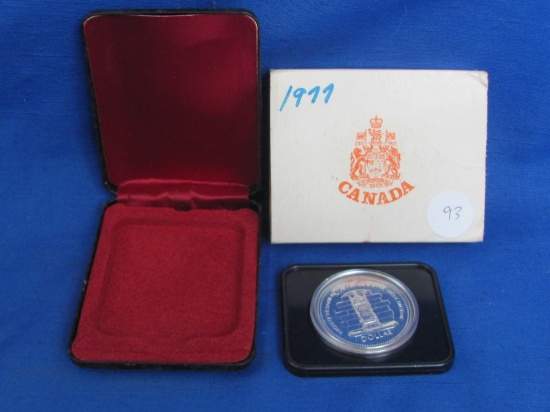 1977 Canadian $1 Throne of the Senate (Queen's Silver Jubilee)  Silver Dollar Coin