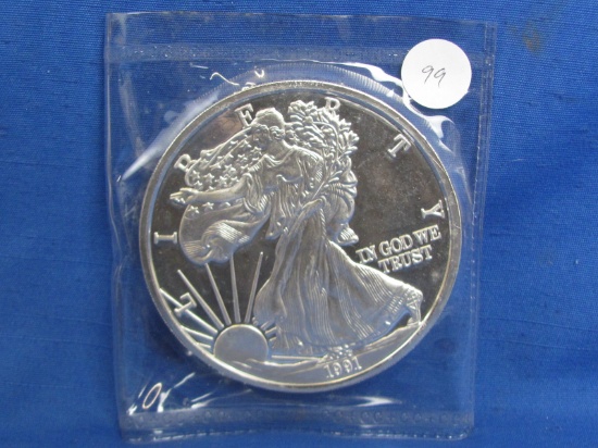 1991 Walking Liberty Fine Silver Round – 1 Lb Troy .999 Fine Silver – Serial # 04209