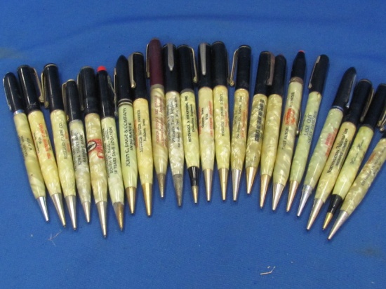 22 Vintage Marbleized Advertising Mechanical Pencils From Various Places