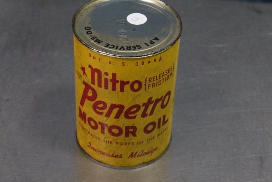 Nitro Penetro Motor Oil one quart can – FULL – 4” diameter x 5 1/2” tall