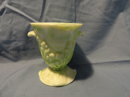 Vintage Small Urn/Vase - Vogue Mercantile Co. - Green/White Slag Glass