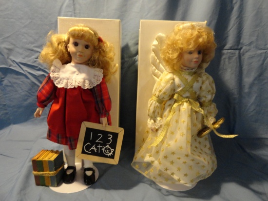 2 Tender Moments Dolls - First School Play, First Day of School - Avon Fine Collectibles