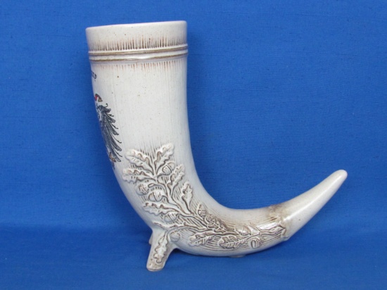 Pottery Drinking Horn/Beer Stein “Old Germany” 8” tall