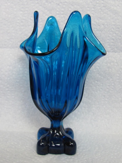 Viking Glass Handkerchief Vase in Bluenique – About 7 1/2” tall
