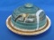 Round Covered Butter Dish – Artisan Pottery – Shades of Blue & Brown – 6 3/4” in diameter