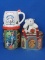 Coca-Cola Lot: Puzzle in Decorative Tin, 2005 Polar Bear Mug, Stuffed Bear, Lunchbox Tin