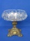 Cut Crystal Ashtray on Ornate Brass Base – Base is marked “L & L 8303” - 6” tall