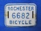 Vintage Rochester MN Bicycle License Plate – 1960s – 2 3/4” wide