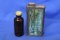 Vintage Tin “Protek-Sorb” & Brown Glass Hoppe's Bottle – Tin is 5 1/4” tall