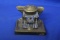 Glass Inkwell with Metal Stand & Cap – Cap is Chained to Stand – 2 1/4” tall