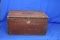 Antique Wood Trunk “Mayville ??? Dakota North Amerika” Remains of Red Paint – 21 3/8” wide