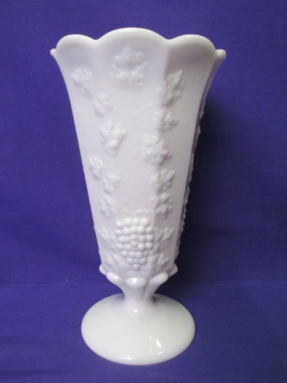 Westmoreland Glass Milk Glass Vase – Grape Panel – 9 1/4”T