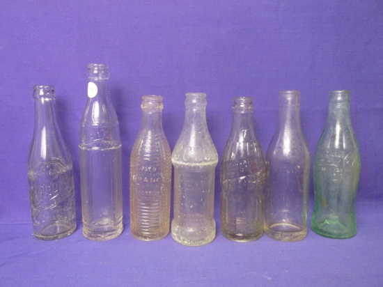 Lot of 7 Old Bottles – Lovit, Orange Crush, CC Soda, Coca-Cola, Hutchinson