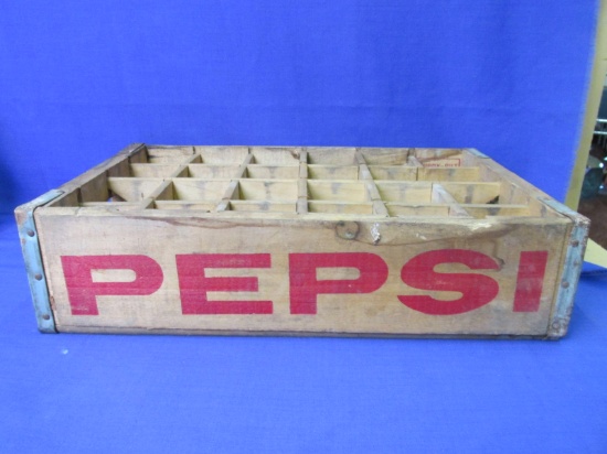 Old Wooden Pepsi Soda Bottle Crate – Holds 18 Bottles – 18 1/2” x 12” x 4 5/8”T