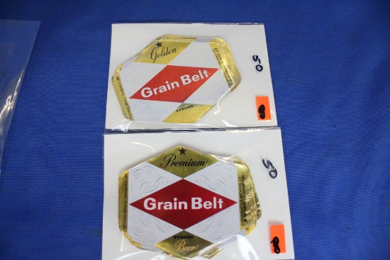 Vintage NOS Beer Bottle  Labels: 12 oz Grainbelt Premium (50); 7 oz GB Golden (50)