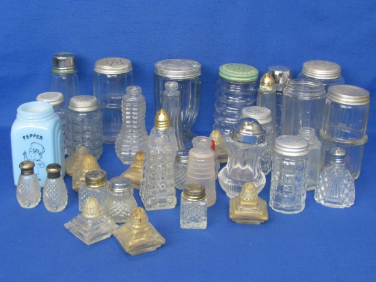 Mixed Lot of Glass Salt & Pepper Shakers – Great for Crafts – Tallest is 4 3/4”
