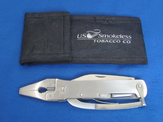 Stainless Steel Multi-Purpose Tool “US Smokeless Tobacco Co” Canvas Pouch