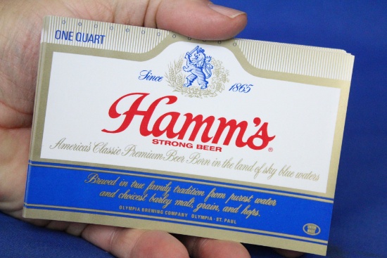Vintage NOS Beer Bottle Lables: 50 Hamm”s One Quart