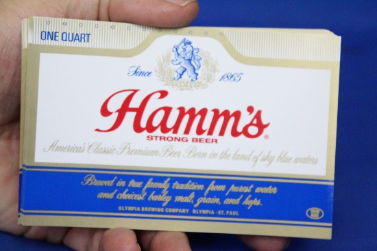 Vintage NOS Beer Bottle Lables: 50 Hamm”s One Quart