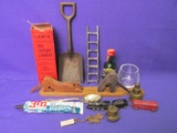 Vintage Smalls Lot – Brass Oiler, Wick Cleaner, Scotty Dog Key chain, Toy Shovel, Toy Ladder