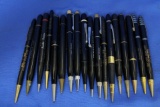 18 Vintage Black Mechanical Pencils with Gold lettering – 1950's Advertising: