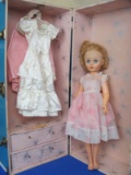 1950s Cass Toys Doll Trunk with Blond Fashion Doll – Some Clothes & Accessories