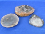 3 Sliced Geodes – Largest is about 5 3/4” x 4”