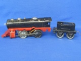 1930s Girard Model Works Electric Train: Track, Black over Red Engine, Coal Car, Transformer