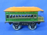 Girard/Marx Tin Litho “The Joy Line Coach” Train Car #458 w Observation Deck– Body is 4 3/4” long