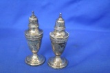 Silverplate Salt & Pepper Shakers – Nice Hammered Look – By Evans – 4 1/2” tall