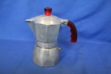 Bialetti Dama Espresso Maker with Red Plastic Handle & Knob – 6 1/4” tall