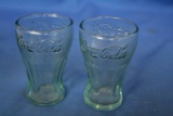2 Mini Coca-Cola Glass Tumblers – 3” Tall – From Vintage Dispenser?