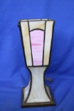 Stained Glass Lamp Base – Purple/White – About 12 1/4” tall