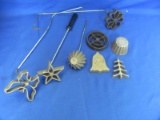 Bag of Vintage Rosette Irons: Butterfly, Star, Rosette, Circle, Pine Tree & 2 “Cup” Shapes