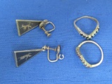 Sterling Silver for Scrap or Repair – Earrings – 2 Rings – Total weight is 13.0 grams