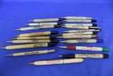19 Vintage Advertising Mechanical Pencils – Cream Colors w/ Assorted decorative ends