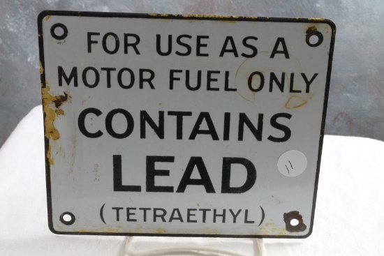 Vintage Porcelain Gasoline Pump Sign "For Use as a Motor Fuel Only