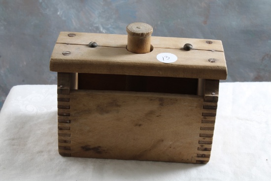Antique Handmade Wooden Butter Press w/Dovetailed Corners 6 1/4" x 3 1/4" x 3"