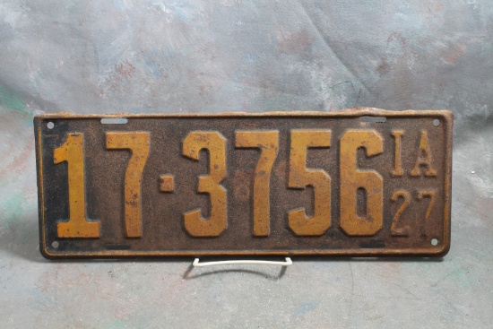 1927 Iowa License Plate