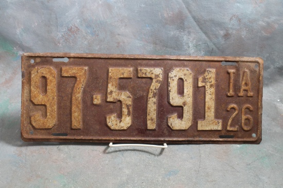 1926 Iowa License Plate