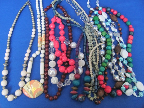 Lot of Beaded Necklaces: Various Styles, Lengths & Materials