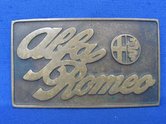 Brass/Bronze Belt Buckle “Alfa Romeo” 3 3/8” wide