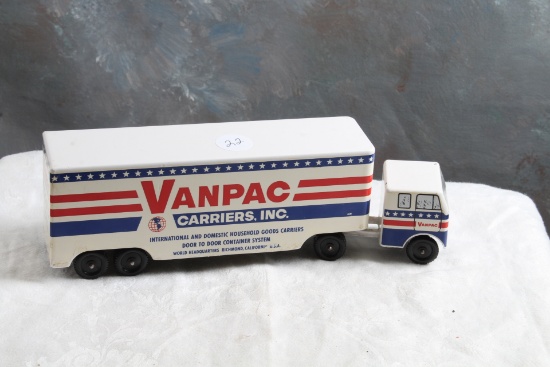 Vintage RALSTOY Diecast Vanpac Carriers Moving & Storage Truck 8 1/2" Long